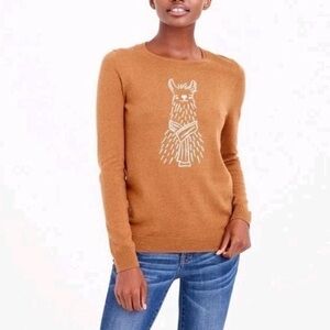 J.Crew Llama Alpaca Wool Blend Crewneck Sweater Brown Knit Cottagecore Boho